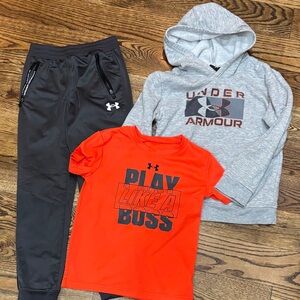 Under Armour Gray Hoodie and Orange 🍊 T-Shirt Set 6-7